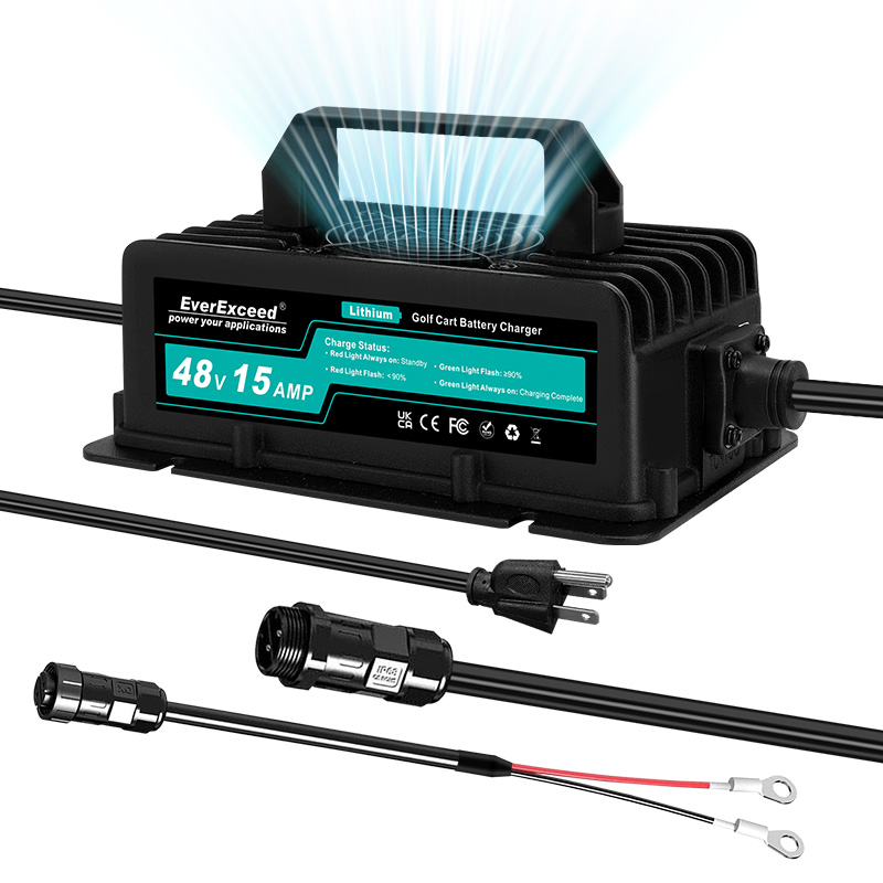 เครื่องชาร์จแบตเตอรี่ LifePO4 48V 15A สำหรับรถกอล์ฟ - EverExceed
