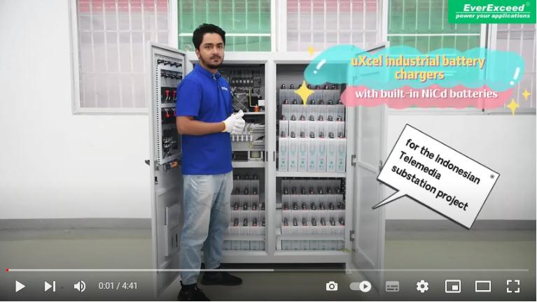 เครื่องชาร์จแบตเตอรี่อุตสาหกรรม EverExceed uXcel สำหรับโครงการสถานีไฟฟ้า Telemedia ของชาวอินโดนีเซีย